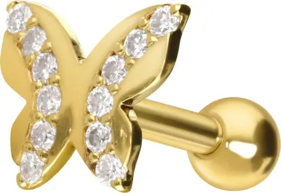 Produktbild von Ohrpiercing 14/18 Karat Gold Ohrpiercing MOISSANITE + SCHMETTERLING