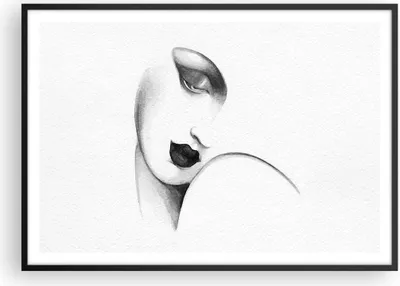 Produktbild von Gerahmtes Poster - Schwarzer Rahmen - Porträt Frau Skizze - 100x70 cm - Wand Bild - Wanddeko - Wandbilder - Kunstposter - Wandposter - Bilderrahmen - Bilder - Kunstdruck - P2BAA100x70-4475