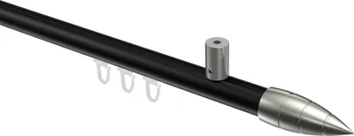 Produktbild von Interdeco Innenlaufstange / Gardinenstange mit Innenlauf Schwarz / Edelstahl-Optik, Typ Sonius Samanto (Rillenpatrone) Deckenmontage, 20 mm Ø 1-läufig, 160 cm
