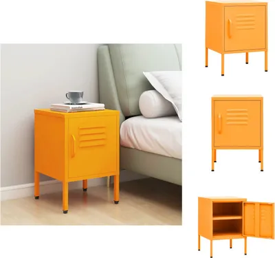 Image de vidaXL Table de nuit jaune moutarde 35x35x51 cm acier - Tables de nuit
