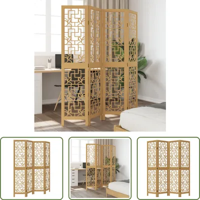 Obrázok produktu pre The Living Store 4-dielny rozdeľovač izieb hnedý z masívneho dreva paulownia