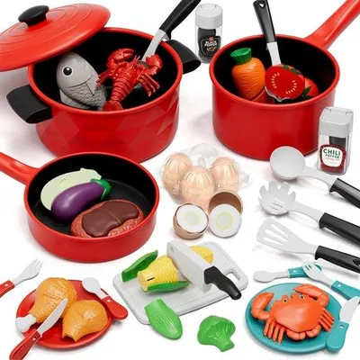 Obrázek produktu pro Dětská kuchyňka – Doplňky do dětské kuchyňky – Hračky – hrnce a pánve pro děti – Dětská kuchyňka – Hračky – jídlo pro batolata od 3 let – Hračky – kuchyňské náčiní – Hračky – jídlo pro děti od 3 let