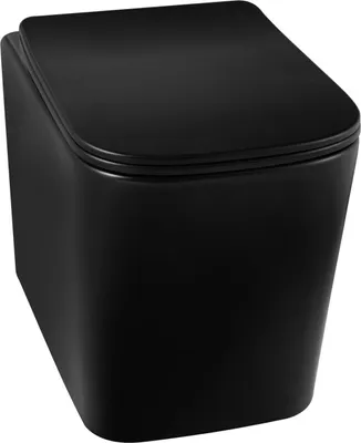 Obrázek produktu pro Balneo závěsné WC LUGA bez ráfku 52×34×37,5 cm WC sedátko s mechanismem tichého zavírání černé barvy
