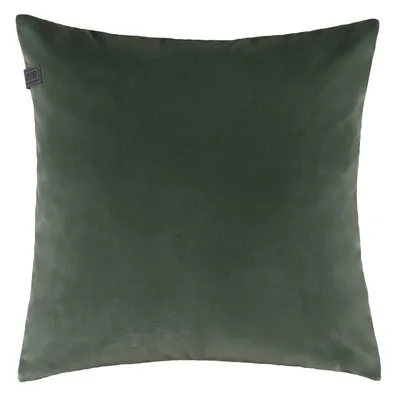 A green pillow on a white background.