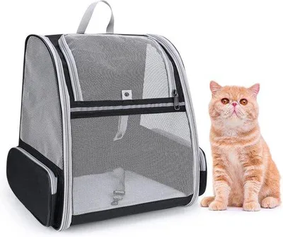 Produktbild von Luftdurchlässige Tiertransporttasche schwarz für Hunde Katzen Reisen Wandern