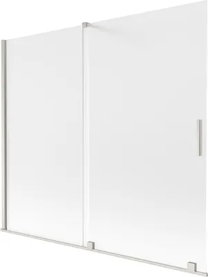 Image de Mexen Velar pare-baignoire coulissant à 2 battants 180 x 150 cm, givré, nickel brossé - 896-180-000-31-97