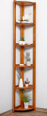 Produktbild von Regal / Eckregal Kiefer massiv Vollholz Eichefarben Junco 59 - Abmessungen: 200 x 42 x 30 cm (H x B x T)