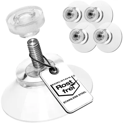 Produktbild von com-four® 4x Saugnäpfe mit M4-Gewinde - Ø 30 mm - Extra stark, transparent