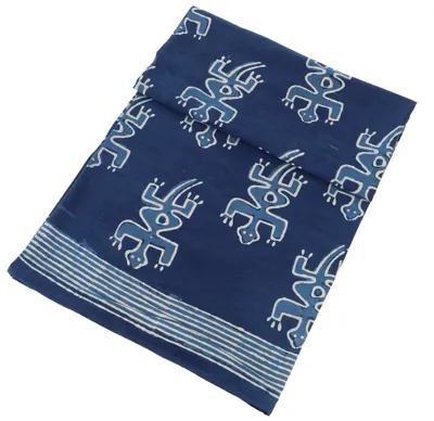 Produktbild von Blockdruck Tagesdecke, Bett & Sofaüberwurf, Handgearbeiteter Wandbehang, Wandtuch - Design 14, Creme-weiß, Baumwolle, Größe: Double 225*275 cm
