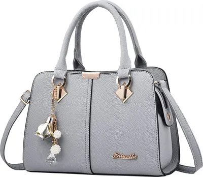 Produktbild von OKWISH Handtasche Damen Schultertasche Henkeltasche Schultertasche Umhängetasche Groß Handtasche Tragetasche Leder Crossbody Bag Geschenke Grau