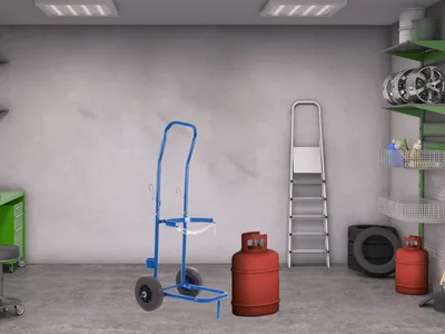 Produktbild von Toolland Gasflaschenwagen blau 100 kg Tragkraft verstellbare Sicherheitskette Edelstahlrahmen große