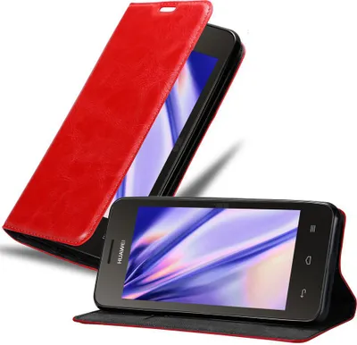 Produktbild von Cadorabo Hülle für Huawei Y3 / Y3C / Y330 / Y331 / Y360 Schutz Hülle in Rot Handyhülle Etui Case Cover Magnetverschluss