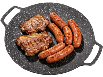 Image de Gril antiadhésif coréen, plaque de cuisson ronde, 33 cm, pour gaz