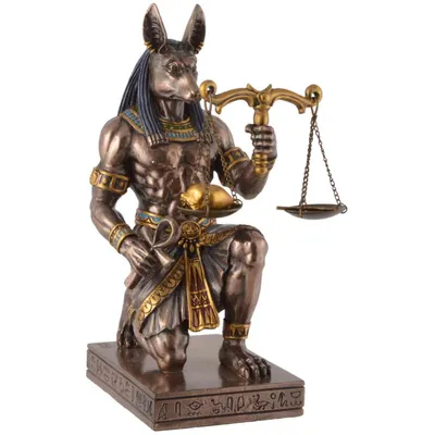 Produktbild von Knieender Anubis mit Seelenwaage, bronziert-coloriert