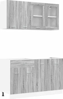 Image de Ensemble de cuisine vidaXL Lyon, 4 pièces, gris, bois de Sonoma