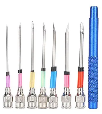 Produktbild von Stanznadel Set - Stickstifte mit 7 Ersatznadeln - Handarbeit und Stickerei - Mehrfarbig