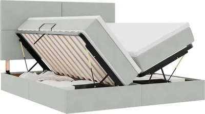 Produktbild von vidaXL Bett mit LED-Lichtleisten Hellgrau 180 x 200 cm Samt