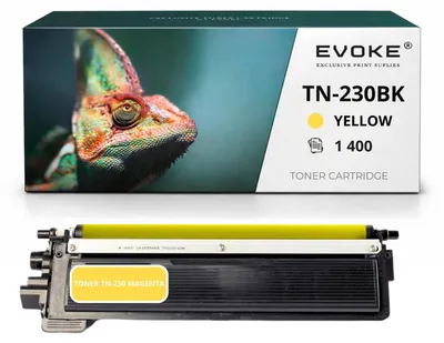 Obrázek produktu pro Evoke, tonerová kazeta kompatibilní s tiskárnami Brother TN230 TN-230, žlutá, výtisk 1 400 stran, kompatibilní s modely HL3040CN, HL3070, MFC 9120CN, MFC 9320CW