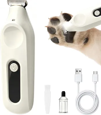 Imagen del producto de Cortapelos para patas de perros: cuchilla de 18 mm con luz LED, funcionamiento silencioso (30 dB), recargable por USB, apto para perros y gatos