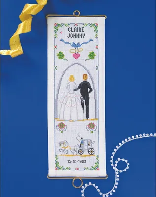 Produktbild von Permin Kreuzstich Stickpackung "Hochzeit", Zählmuster, 14x39cm, 36-9154