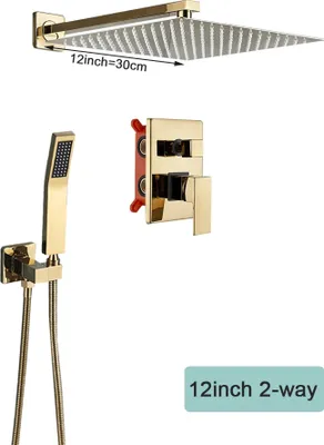 Obrázek produktu pro Sprchová baterie, 30 cm dešťová sprcha, moderní mosazný design, 12palcový dvoucestný ventil