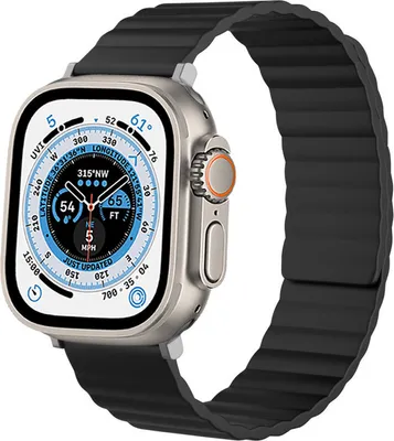 Produktbild von Strap-It Apple Watch Ultra Magnetisches Silikonarmband (Schwarz)