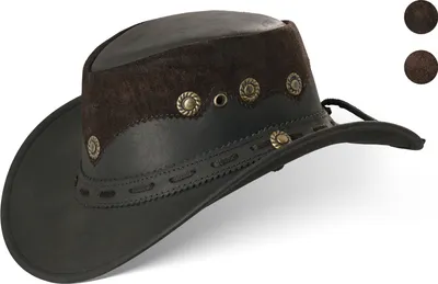 Produktbild von Country Luxus Western Cowboy Hut Reiten Leder Sonnenhut Deep Brown Größe XXL