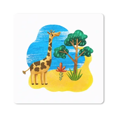 Produktbild von MuchoWow® Mauspad Mousepad Giraffe - Strand - Baum - Meer 30x30 cm - Mousepads - Maus Mat - Pad - Mausunterlage - Gaming