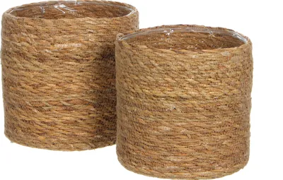 Produktbild von Mica Decorations Atlantic Pflanzenkorb - –2er-Set - H20 x Ø20 cm - Seegras - Hellbraun