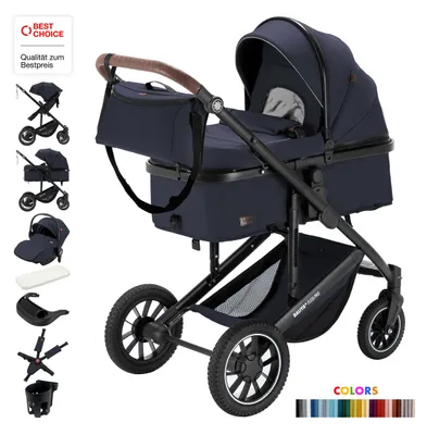 Immagine prodotto di Daliya® FLEXI-PRO M Passeggino e buggy 3 in 1 con seggiolino i-Size, bottoni a memoria, passeggino con seggiolino auto, leggero, ampio cestino portaoggetti