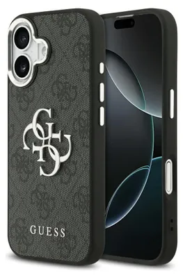 Zdjęcie produktu dla GUESS case passend für IPHONE 17 GUHCP17SP4G4SMCK (4Gpoliuretan Leather Case with Big 4G and Classic Logo and Silver Metal Camera Frame) czarny