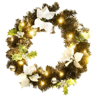 Produktbild von vidaXL Weihnachtskranz mit LED Schwarz 60 cm PVC