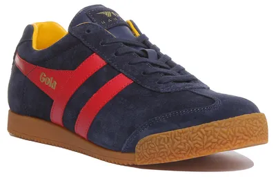 Produktbild von Gola Harrier Klassische Herren Sneaker aus Wildleder zum Schnüren Mar e Rot – 13 UK - 47 EU - 14 US / Navy Red