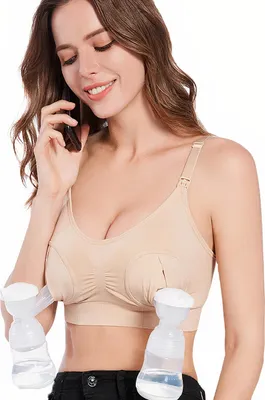 Produktbild von Linovit 3-in-1-Still-BH mit Milchpumpenunterstützung – Beige – XL-XXL, Beige