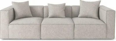 Produktbild von Box 3-Sitzer Sofa, 3 Dekokissen hellgrau.