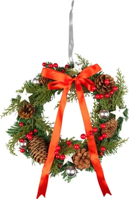 Image de Couronne MagicHome Noël, avec ruban, suspendue, 30x30x7 cm