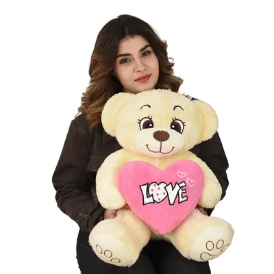 Produktbild von Pababo Plüsch Teddy Bär mit Herz Love“ – Kuschelig & Weich, Geschenk für Valentinstag/Geburtstag/Jahrestag (Creme)