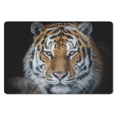 Produktbild von MuchoWow® Schreibtischunterlage Tiger - Schnee - Schwarz 60x40 cm - XXL Mauspad - Großes Mauspad