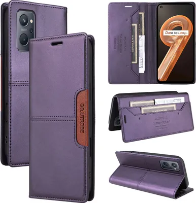 Produktbild von Handyhülle für Realme 9i Hülle, Leder Flip Wallet Kartenfach Stand Schutzhülle Lila