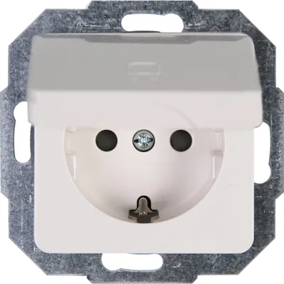 Produktbild von Kopp Milano weiß Schalterprogramm, Steckdose, Schalter, Rahmen, etc. Schutzkontakt-Steckdose mit Deckel