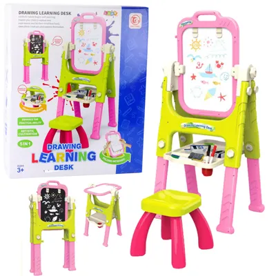 Produktbild von 5in1 Lerntafel mit Stuhl, multifunktionales Zubehör, Pink