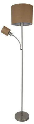 Produktbild von Stehleuchte - Stehleuchte "FILOMENA" H: 165cm braun, Stehlampe im Modern Style, aus Metall, Kunststoff und Textilmaterial in nickelmatt, 165 cm hoch, Ø 30 cm, E27-Fassung – Druckschalter