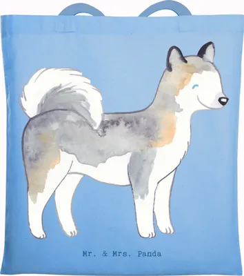 Produktbild von Mr. & Mrs. Panda Schultasche Siberian Husky Lebensretter - Sky Blue - Geschenk, Shopping Tasche, Tote Bag, Beutel, Jutebeutel, Laptoptasche