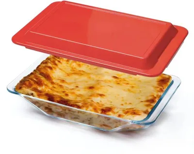Produktbild von Glas Ovenschaal 2,5 Liter mit Diamantdesign und Deckel