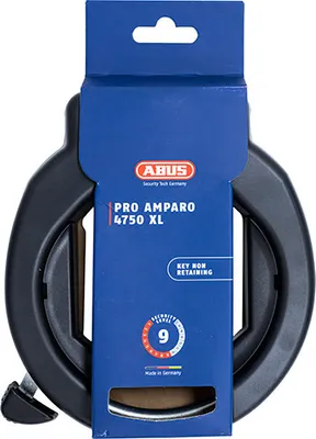 Produktbild von ABUS Rahmenschloss PRO AMPARO 4750XL NR - Fahrradschloss für großen Raddurchlauf - geeignet für E-Bikes, Scooter und Fahrräder - 8,5 mm - ABUS Sicherheitslevel 9 - Schwarz