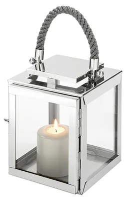 Produktbild von FINK Laterne SEVILLA - Kerzenlaterne aus Edelstahl und Glas, silberfarben, grau, H 23 cm - für innen und außen