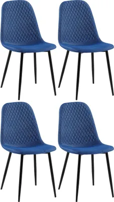Produktbild von CLP 4er Set Stühle Giverny mit Ziernähten blau Material Stoff