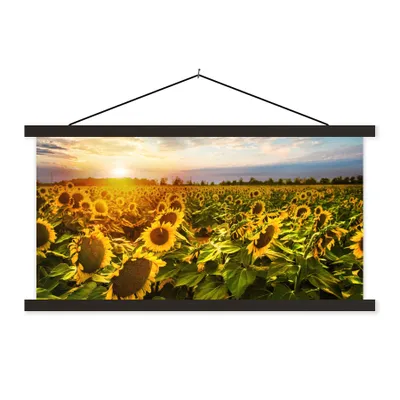 Produktbild von MuchoWow® Textilposter Blumen - Sonnenblume - Himmel 120x60 cm mit schwarzem Rahmen - Dekoration Schlafzimmer