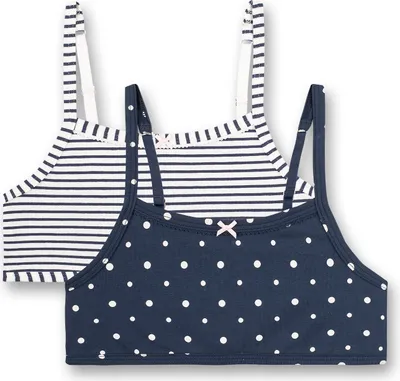 Produktbild von Sanetta Mädchen-Bustier (Doppelpack) weiß & dunkelblau Dots und Ringel 164