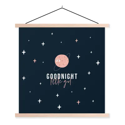 Produktbild von MuchoWow® Textilposter Zitate - Gute Nacht kleines Mädchen - Kinder - Sprichwörter - Kinder - Baby 40x40 cm mit holzfarbenen Rahmen - Posterleiste